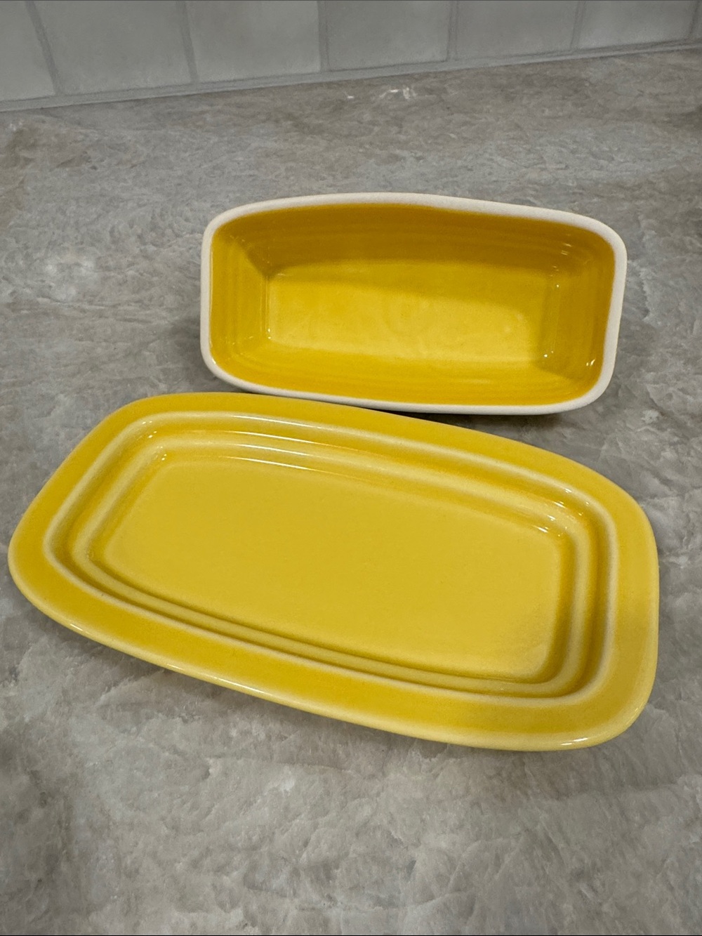 Fiesta Yellow Ceramic Butter Dish - Picture 2 of 4